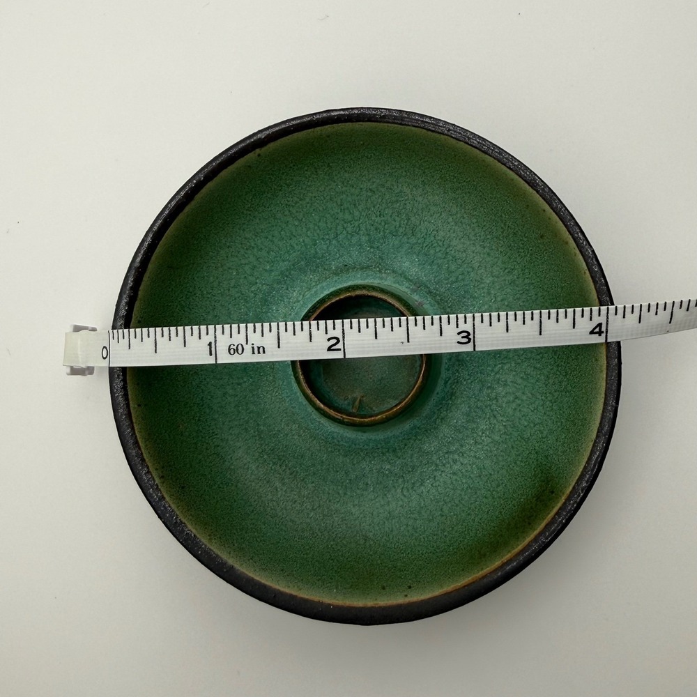 MCM Gotek Colonia Tovar Venezuela Pottery Candle Holder Set Green Crackle Glaze - Picture 10 of 10